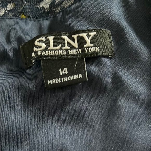 SLNY Navy Sequin Embellished Midi Gown - Picture 8 of 9